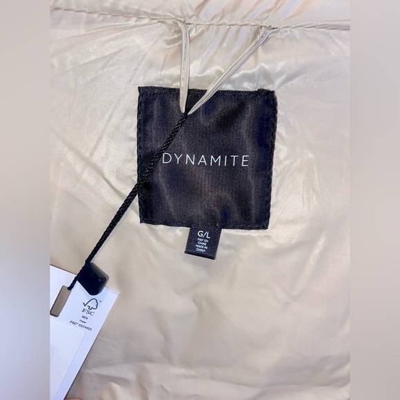 Women’s Dynamite NWT Beige Grey Quilted puffer Jacket‎ size Large - Picture 3 of 13